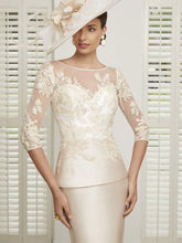 Satin Mother of the Bride Dresses O-Neck Illusion Sexy Wedding Guest Gown 3/7 Sleeves Elegant Dress Women For Wedding Party